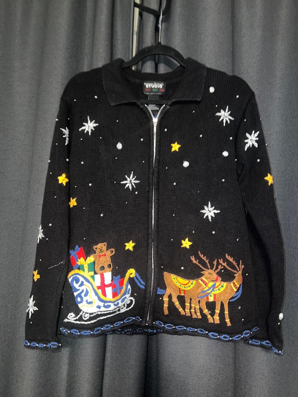 Ugly Christmas Sweater Xmas Cardigan Size Medium Vintage